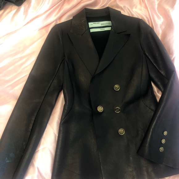 OFF WHITE LEATHER LAZER BLAZER RARE - Picture 2 of 8